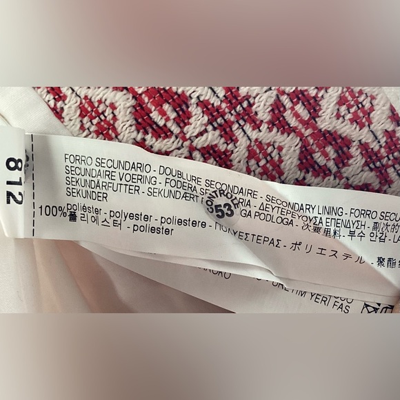 ZARA TWEED CARDIGAN JACKET Red and White Women's Coat Size Medium - Picture 6 of 9